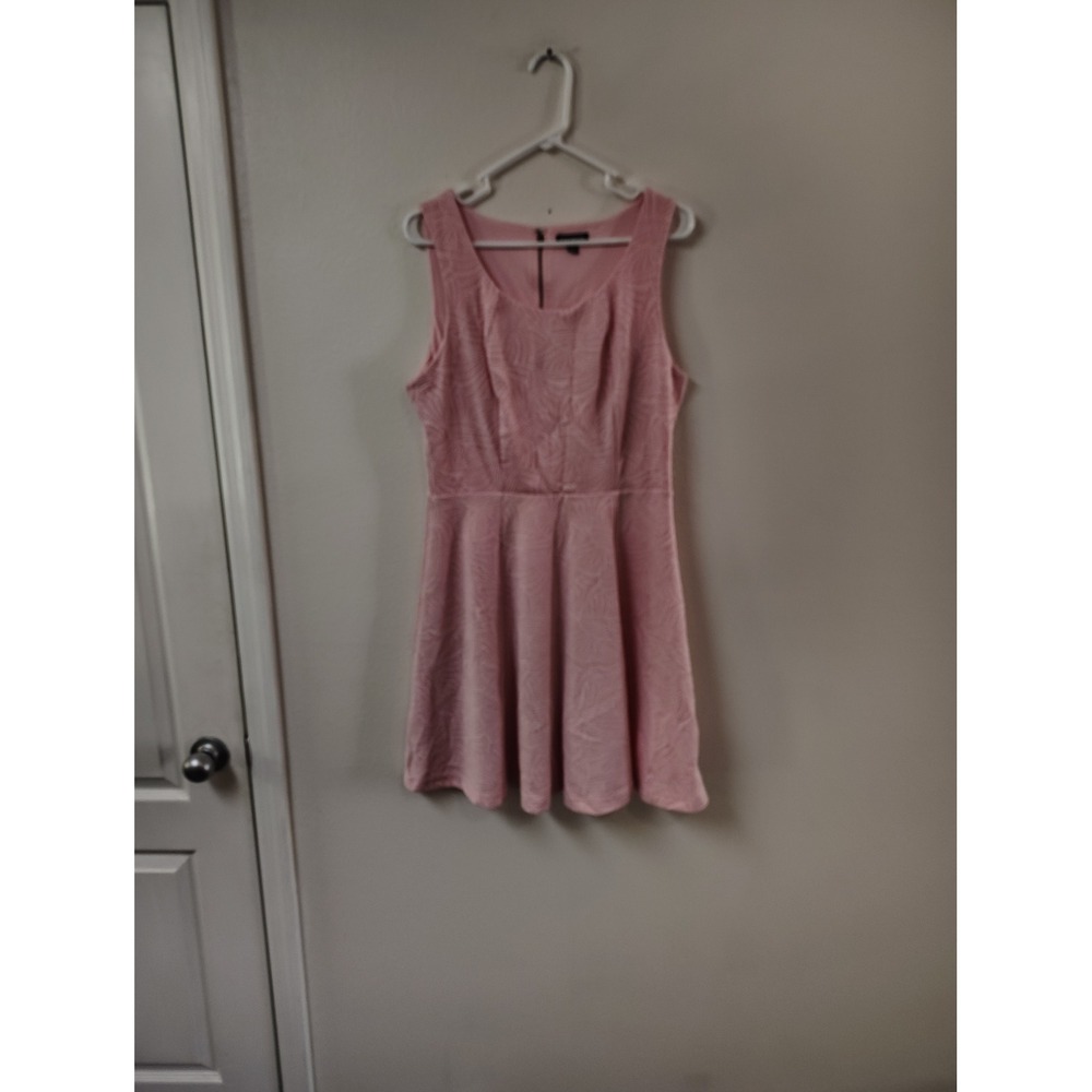 George Pink Jacquard Leaf Fit and Flare Skater Dress Sleeveless Size L 12-14